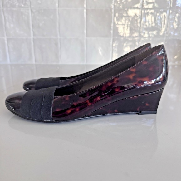 Stuart Weitzman Wedge Heels‎ Patent Leather Brown Tortoise Shell Women's 8 - Picture 3 of 8